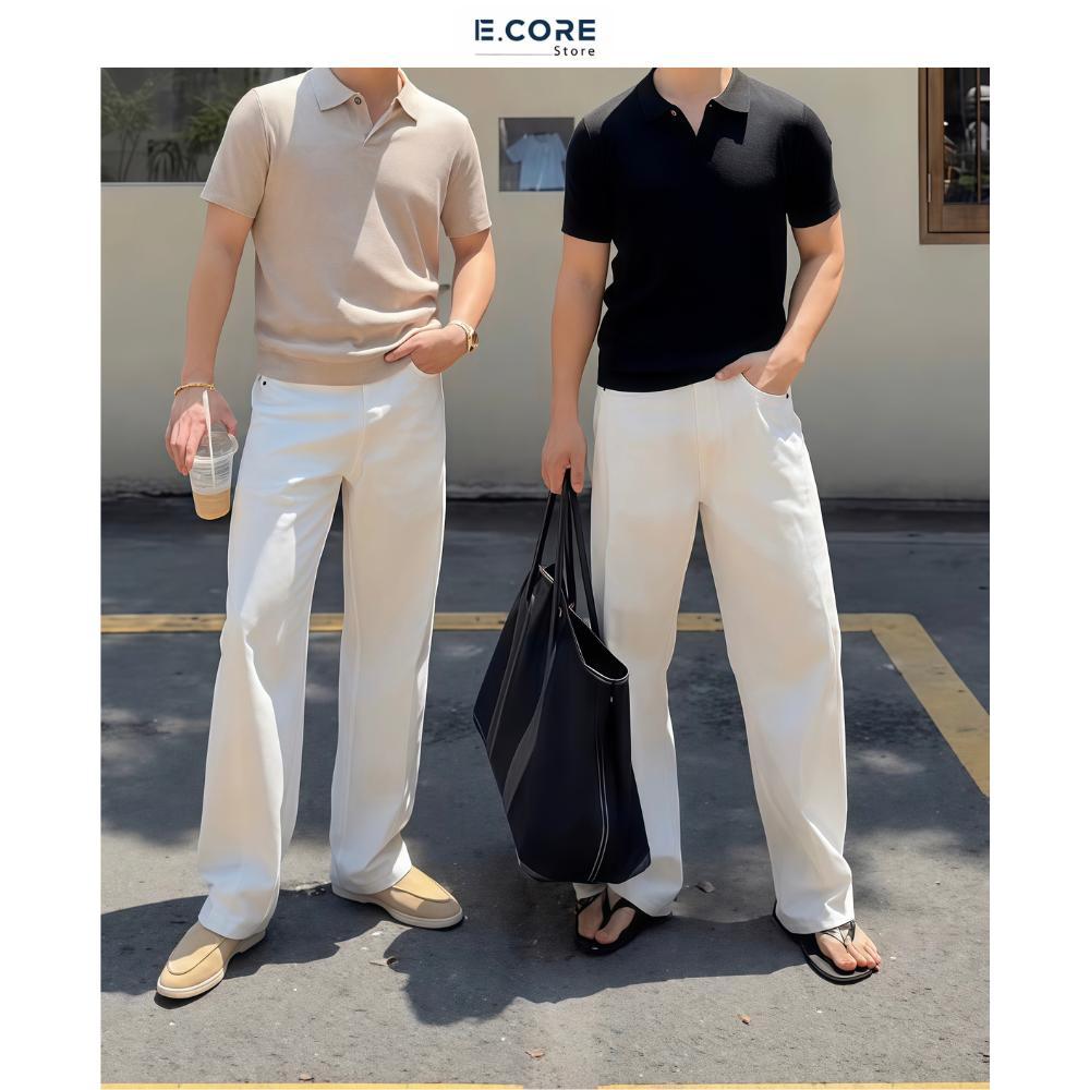 Quần Jeans Nam Ống Suông Menswear Dáng Rộng Phủ Giày, Vải Dày Dặn Đứng Dáng E Core Store