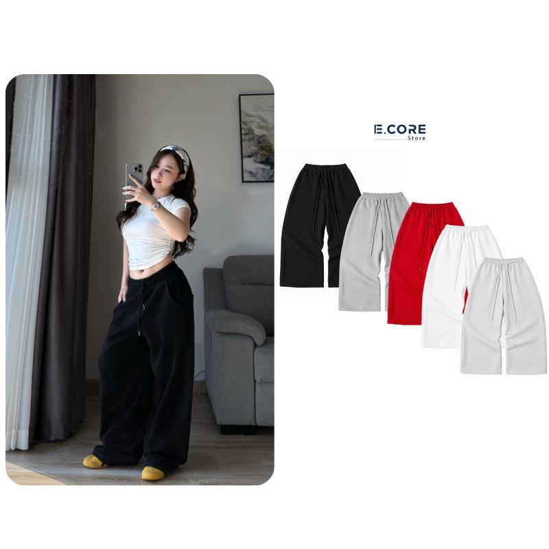 (Có Bigsize) Quần Nỉ Form Rộng E Core Store Chất Liệu Nỉ 2 Da, Thoải Mái, Phong Cách
