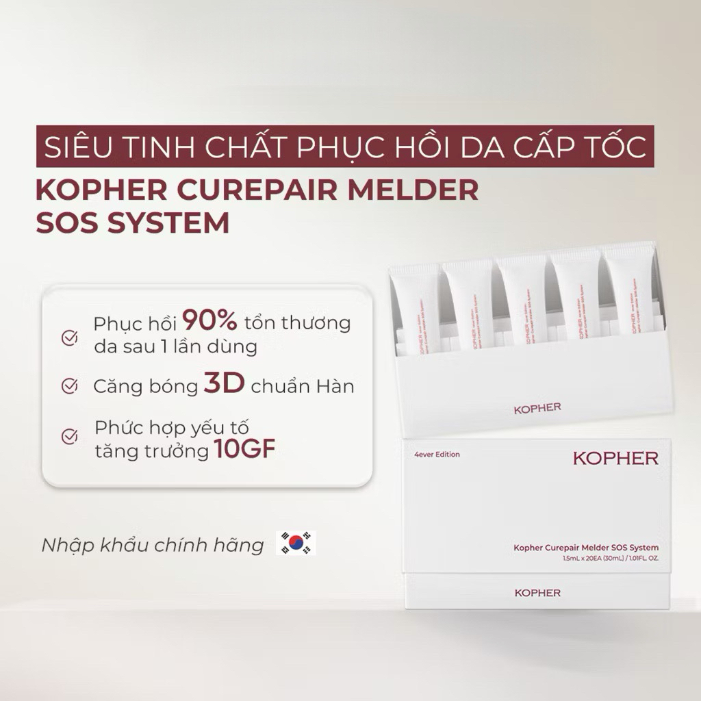 (Hàng Công Ty) Hộp 20 ống Tinh Chất Dạng Sữa Kopher Curepair Melder Sos System