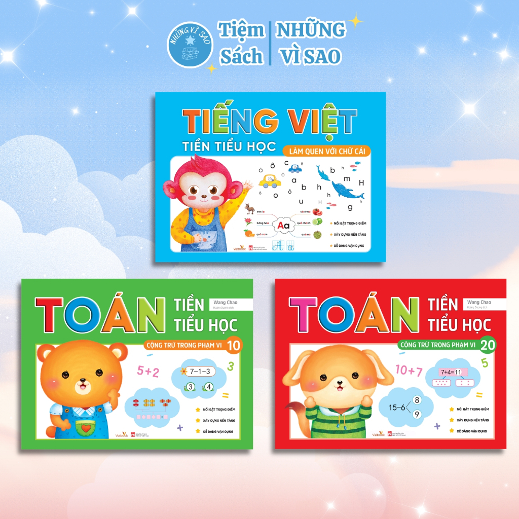 Sách - Combo Toán Tiền Tiểu Học + Tiếng Việt Tiền Tiểu Học (3 Cuốn)