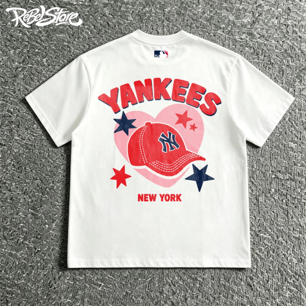 Áo Thun MLB Yankees New York Hat Star Form Rộng Unisex Cotton 280GSM – REBEL STORE