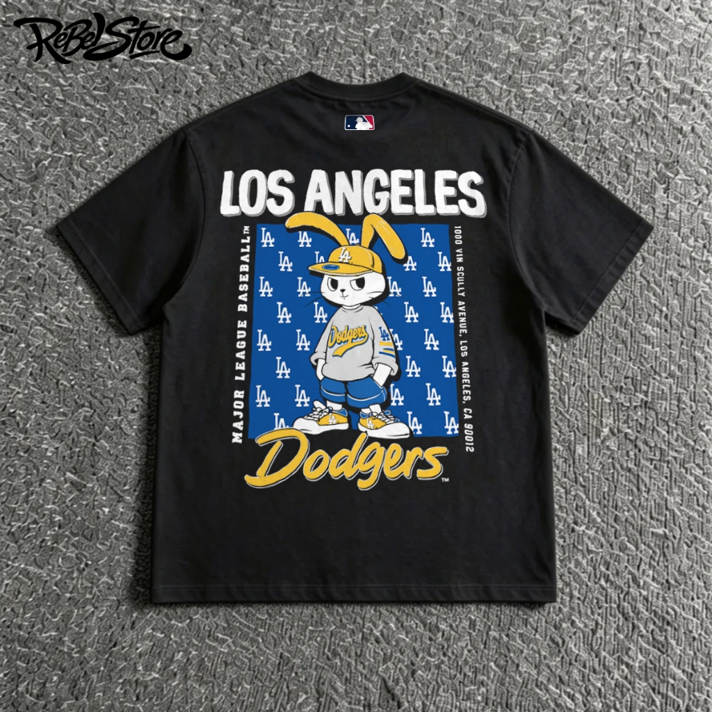Áo Thun Los Angeles Dodgers Rabbit Form Rộng Unisex Cotton 280GSM – REBEL STORE