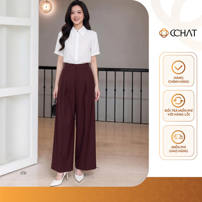 Quần Ống Rộng 𝐂𝐂𝐇𝐀𝐓 Dáng Suông Nyxora Xếp Ly Chất Liệu Tuytsi Cao Cấp 16QDS2038ST