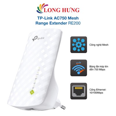 Bộ mở rộng sóng Wifi TP-Link AC750 Mesh Range Extender RE200 - Hàng chính hãng