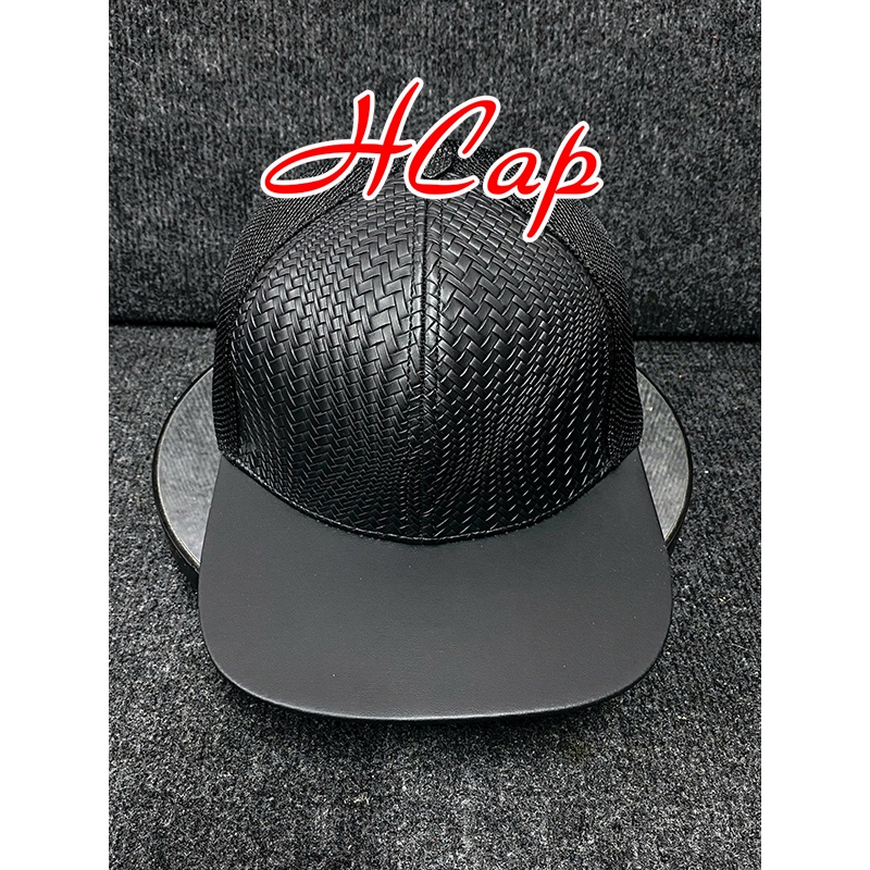Mũ Snapback/Hiphop Hoa Da Đan Chéo Phối Lưới, Khóa Da Nút Đóng Phom Mũ Chuẩn Hàng Xuất