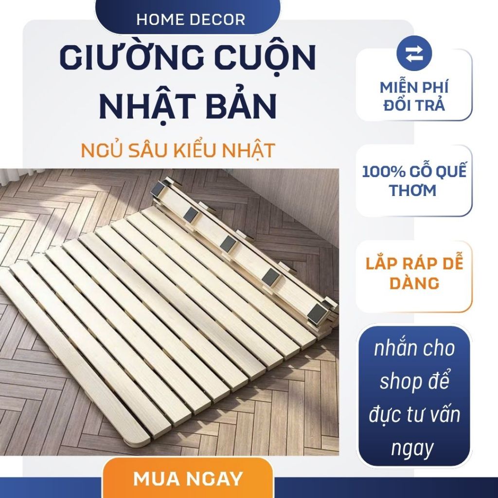 Pallet Gỗ Cuộn Thông Minh Gấp Gọn, Giường Gỗ Cuộn Nhật Bản Gập Gọn, Giường Cuộn Trải Sàn, Tiết Kiệm 