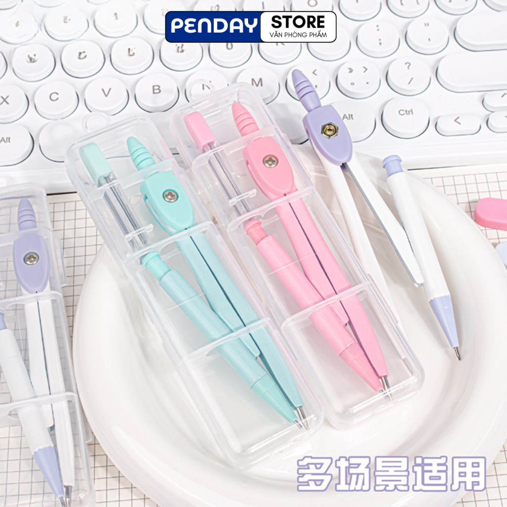 Compa học sinh ,sinh viên - chì kim ngòi 0.5mm - set compa đồ dùng học tập - PENDAY STORE