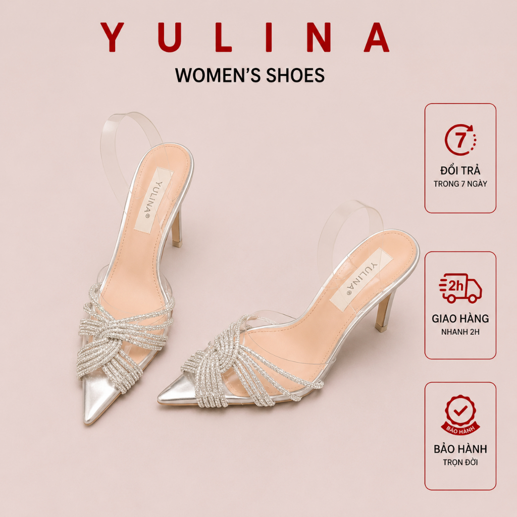 Giày cao gót 𝙔𝙐𝙇𝙄𝙉𝘼 8p quai soàn bạc xoắn hót nhất 2026 Mv04