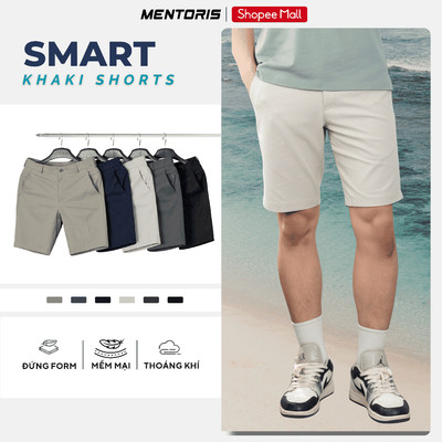 Quần Short Kaki Nam MENTORIS, Quần Đùi Kaki Cao Cấp, Thiết Kế Trẻ Trung, From Regular Fit MCSK25S001
