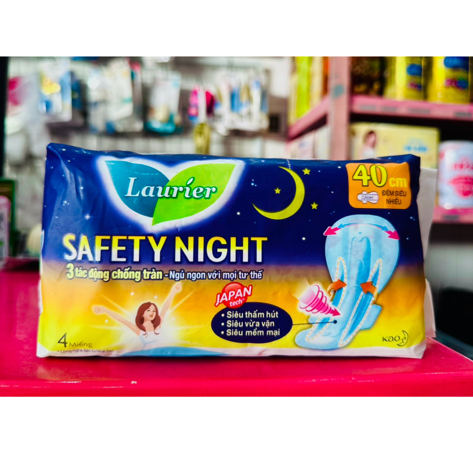 BĂNG VỆ SINH BAN ĐÊM LAURIER SAFETY NIGHT 4 MIẾNG 40cm