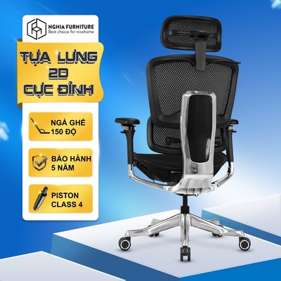 Ghế công thái học SMA Furniture Mirai Ultra, Khung lưng nhôm nguyên khối, Ngả ghế 150 độ