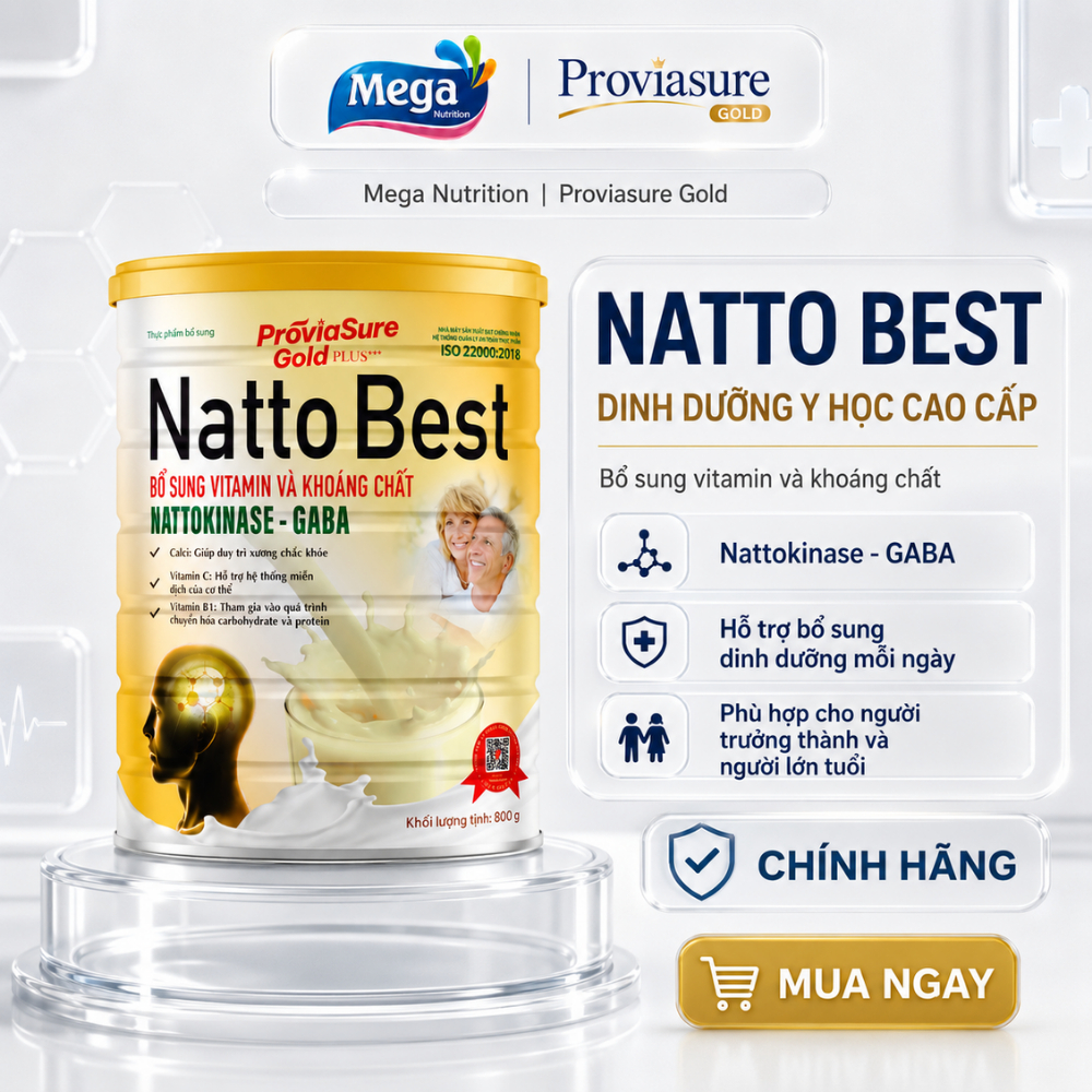 Sữa Bột ProviaSure Gold Plus Natto Best 800g Bổ Não Tim Mạch Cho Người Lớn Tuổi - Hộp 1 Lon