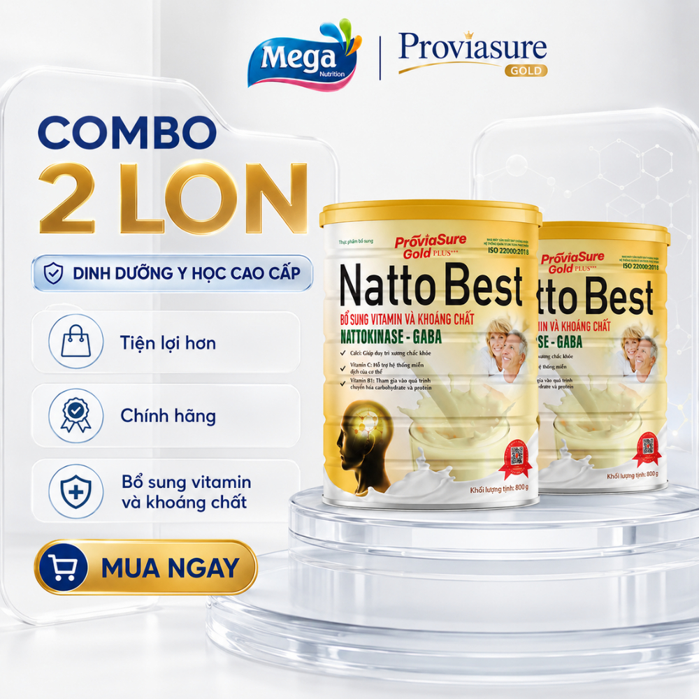 Sữa Bột ProviaSure Gold Plus Natto Best 800g Bổ Não Tim Mạch Cho Người Lớn Tuổi - Combo 2 Lon