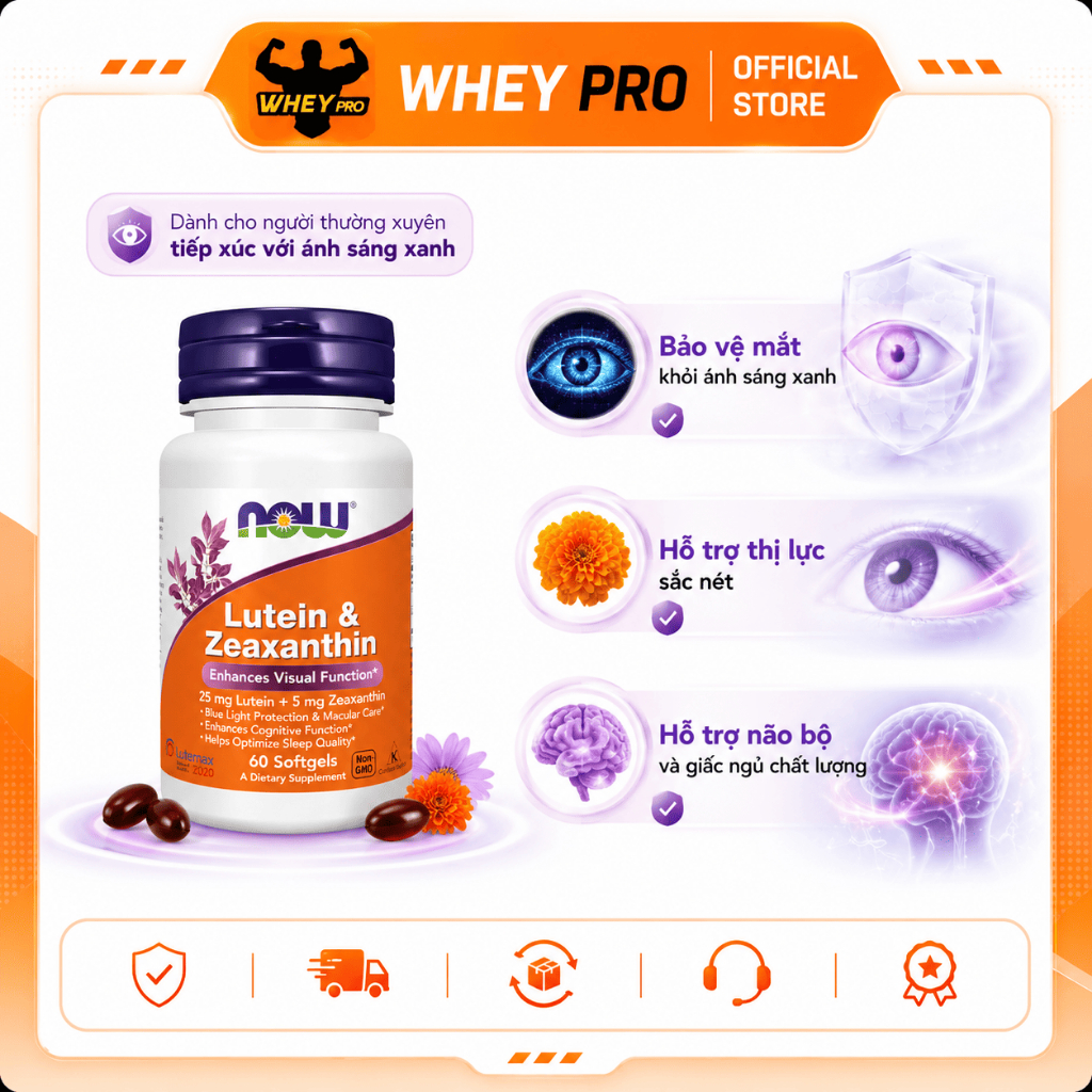 NOW  Lutein Zeaxanthin 25/5mg - Hỗ Trợ Duy Trì Thị Lực Tốt