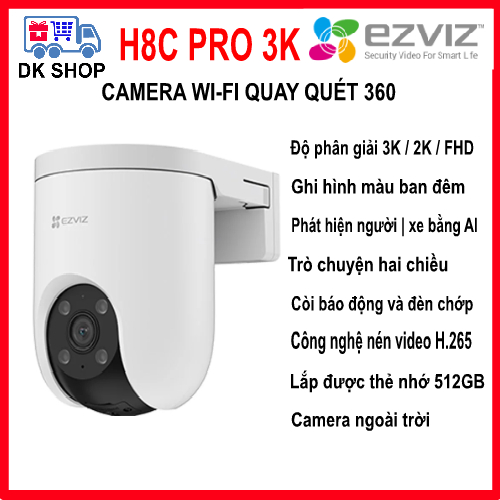 Camera IP Wifi Ezviz H8C Pro 3K 5MP | H8C Pro 2K 3MP | H8C 2K+ 4MP | H8C 2K 3MP - Ngoài Trời - Xoay 