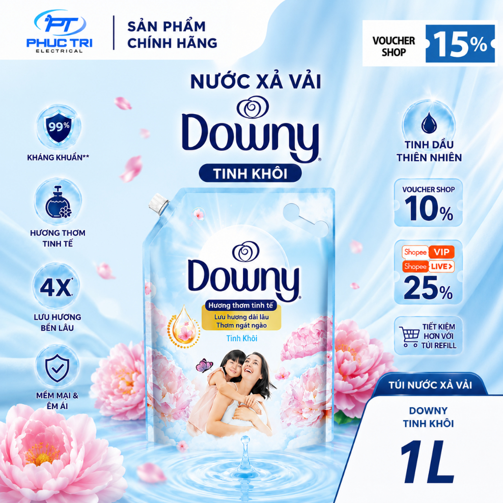 Nước Xả Vải Downy Tinh Khôi Túi 1L