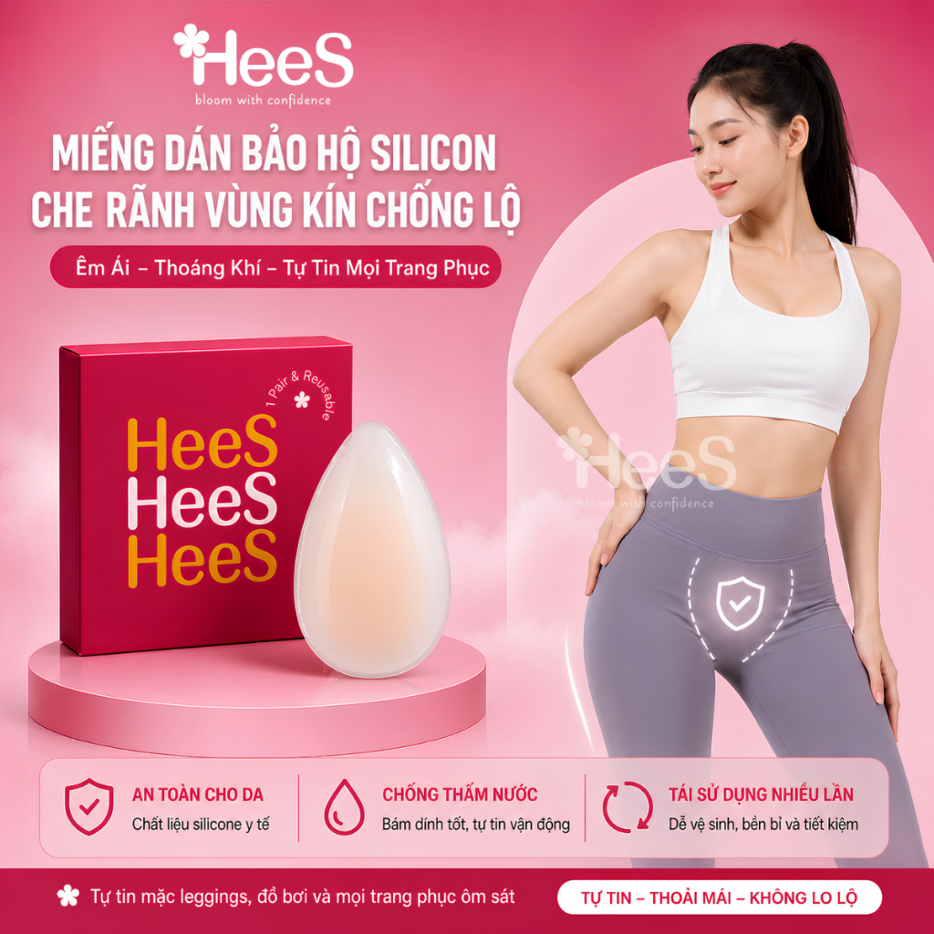 [CHE TÊN] COMBO 3 Miếng dán silicon che rãnh vùng kín chống lộ mặc đồ bơi bikini legging gym HeeS111