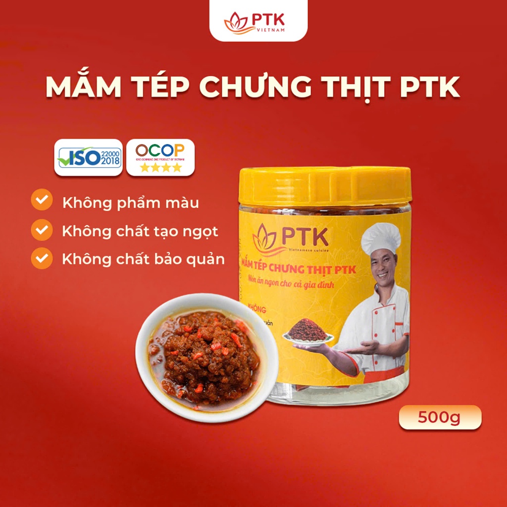 Mắm Tép Chưng Thịt PTK Hộp nhựa 500gr (Vị truyền thống) - Đặc Sản Việt Nam - Chuẩn ISO, OCOP