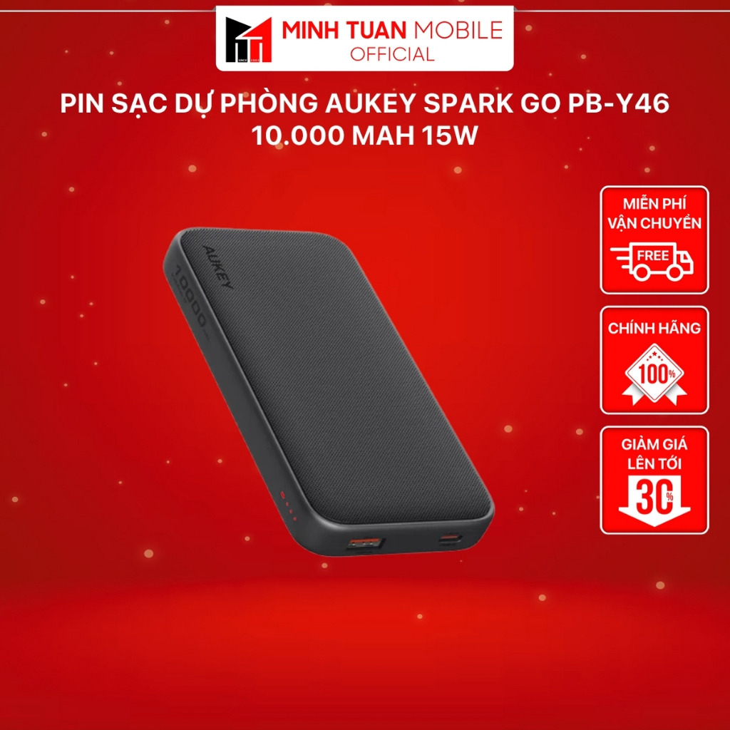 Pin Sạc Dự Phòng Aukey Spark Go PB-Y46 10.000 mAh 15W