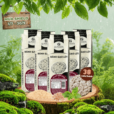 Combo 5 Bánh gạo lứt GUfoods - Không đường, Lành mạnh, Eat clean (mỗi gói 40g/160g/170g/300g)