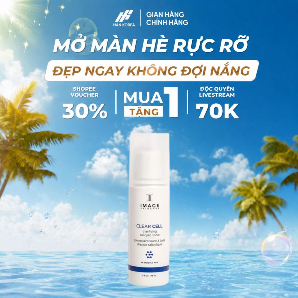 Toner cân bằng PH 2% BHA cho da dầu mụn IMAGE Clear Cell 118ml, Nước cân bằng da BHA - C525