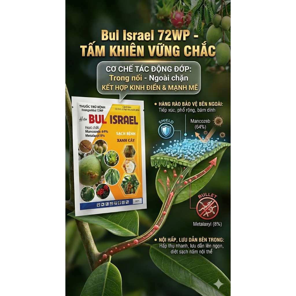Thuốc bệnh Bul Israel 72WP Israel Việt Nam Tech 500gr