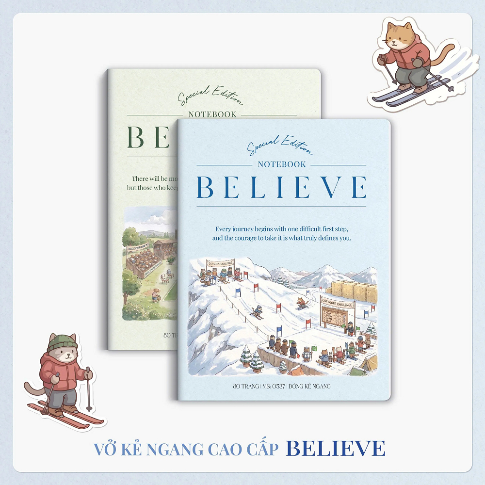 [MẪU MỚI 2026] Vở kẻ ngang Hải Tiến BELIEVE 80 trang 0537 - Giấy vàng chống lóa, Định lượng 80gsm