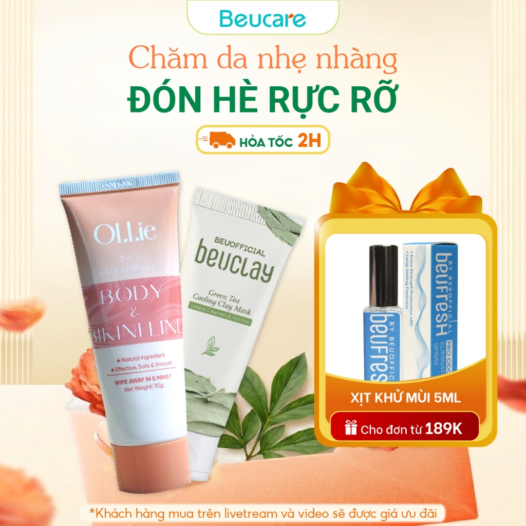 Combo Kem tẩy lông OLLIE + Mặt nạ đất sét Beuclay