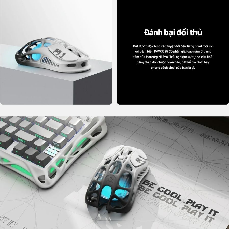 Chuột Gaming Không Dây GravaStar Mercury M1 Pro Gradient Black | 8K Polling Rate | 3 Chế Độ | RGB | BigBuy360 - bigbuy360.vn