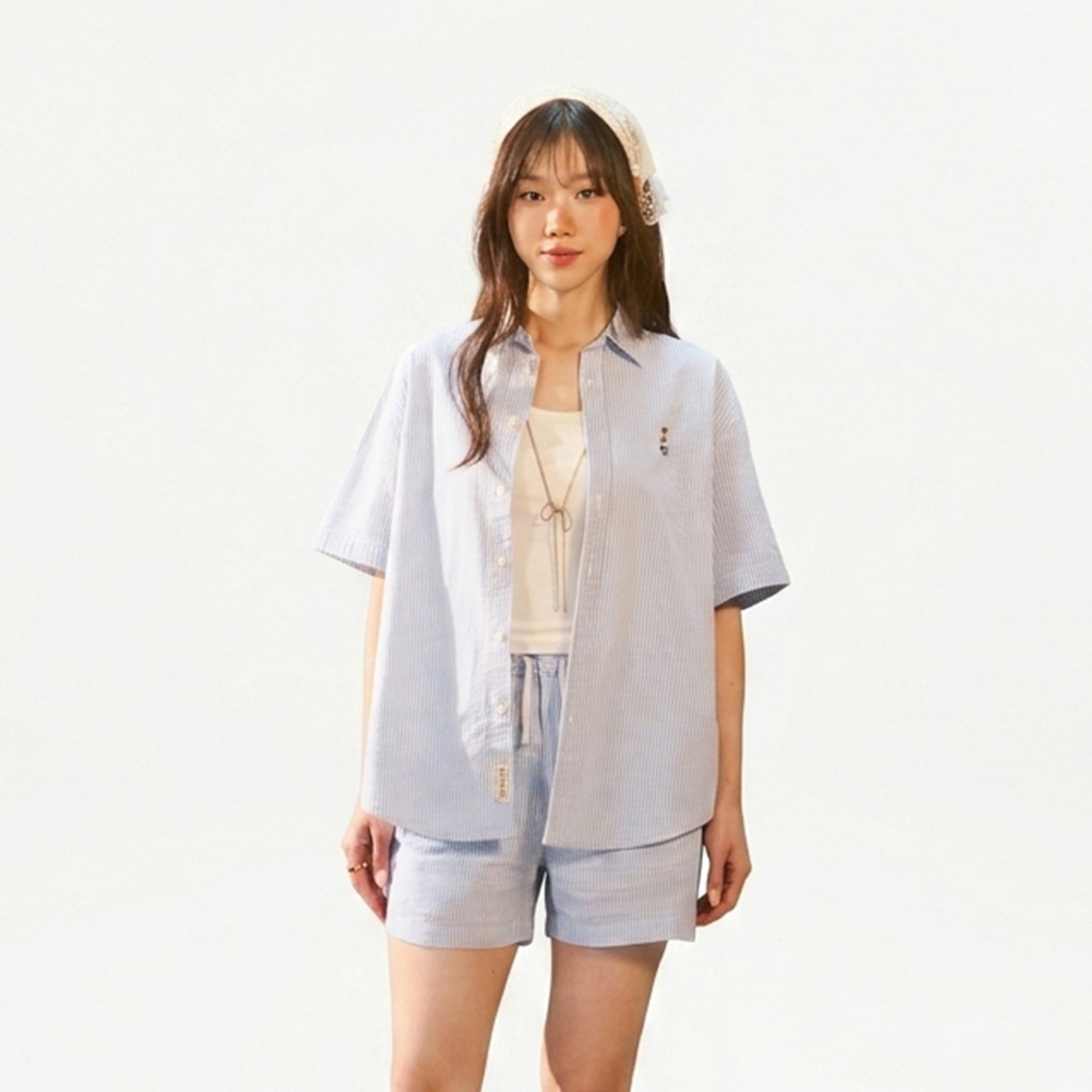 Áo Sơ Mi WHO.A.U Steve Seersucker Loose-fit Shirts_WHYWG2512F