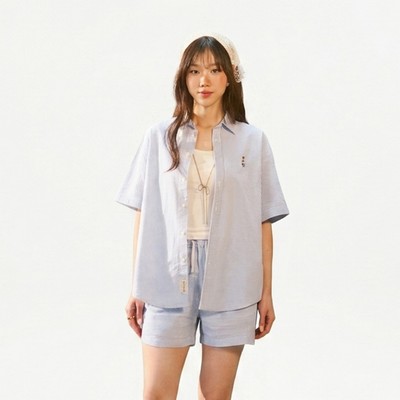 Áo Sơ Mi WHO.A.U Steve Seersucker Loose-fit Shirts_WHYWG2512F
