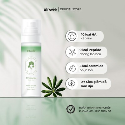 Xịt Dưỡng Cấp Ẩm, Làm Dịu, Dưỡng Sáng, Chống Lão Hóa Elravie HyCiCaMue Green Mist 100ml