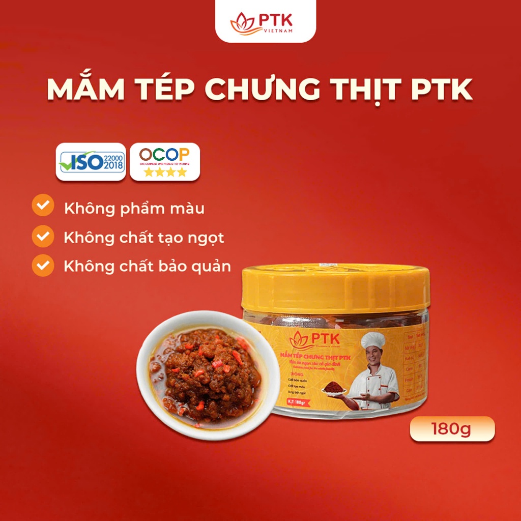 Mắm Tép Chưng Thịt PTK hộp 180gr (Vị truyền thống_không cay) - Đặc Sản Việt Nam - Chuẩn ISO, OCOP