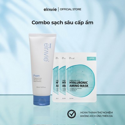 Combo Sạch Sâu Cấp Ẩm Elravie Deep Cleansing Foam & 3 Amino Mask