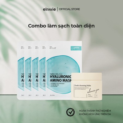 Combo Làm Sạch Toàn Diện & Cấp Ẩm Elravie Pro Cleansing Balm & 5 Amino Mask