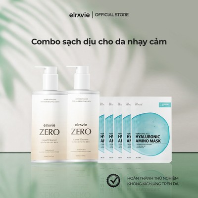 Combo Làm Sạch Dịu Nhẹ Cho Da Nhạy Cảm 2 Elravie Cleaner Zero & 5 Amino Mask