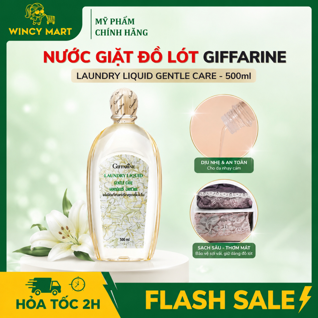 Nước Giặt Đồ Lót Giffarine Laundry Liquid Diệt Khuẩn 99% Từ Dừa, Phơi Không Cần Nắng Thái Lan 500ml 