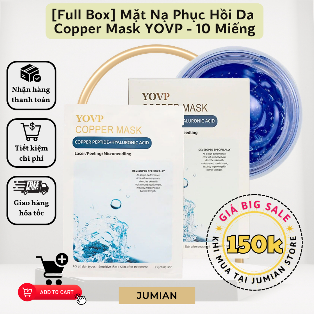 [Full Box] Mặt Nạ Phục Hồi Da  Copper Mask YOVP - 10 Miếng
