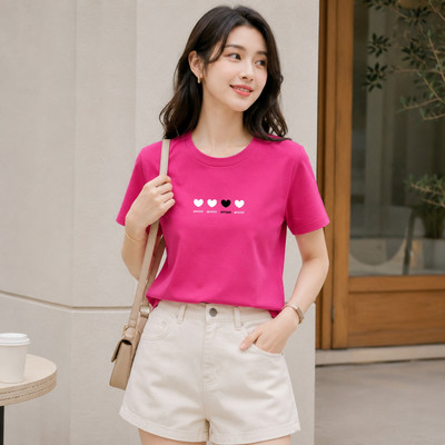 Áo phông nữ dáng vừa NA01 hình tim chất liệu thun cotton Loza VT8132