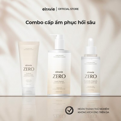 Bộ 3 Cấp Ẩm Phục Hồi Chuyên Sâu Elravie Zero Cleanser & Zero Ampoule & Zero Cream