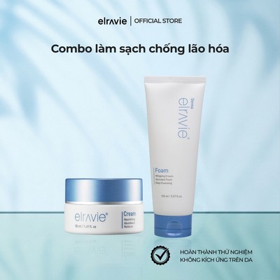 Combo Làm Sạch Chống Lão Hóa Elravie Deep Cleansing Foam & Barrier Cream