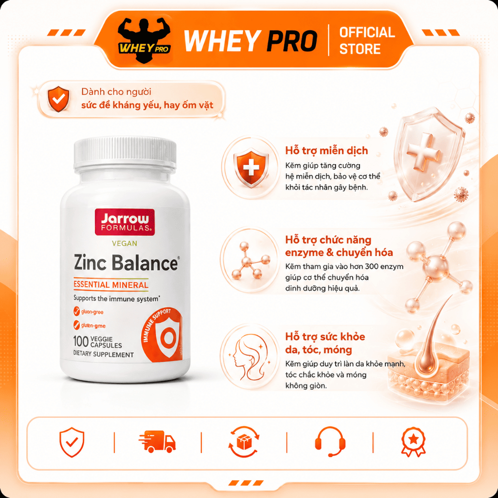 Jarrow Vegan Zinc Balance – Hỗ Trợ Sức Khỏe Toàn Diện