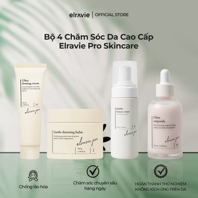 Bộ 4 Elravie Pro Chống Lão Hoá, Dưỡng Trắng & Săn Chắc Da (Balm, Toner, Glow, Firming Cream)