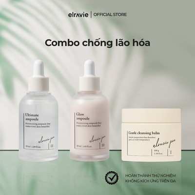 Bộ 3 Chống Lão Hóa Elravie Pro Genltel Cleansing Balm & Utimate Ampoule & Glow Ampoule