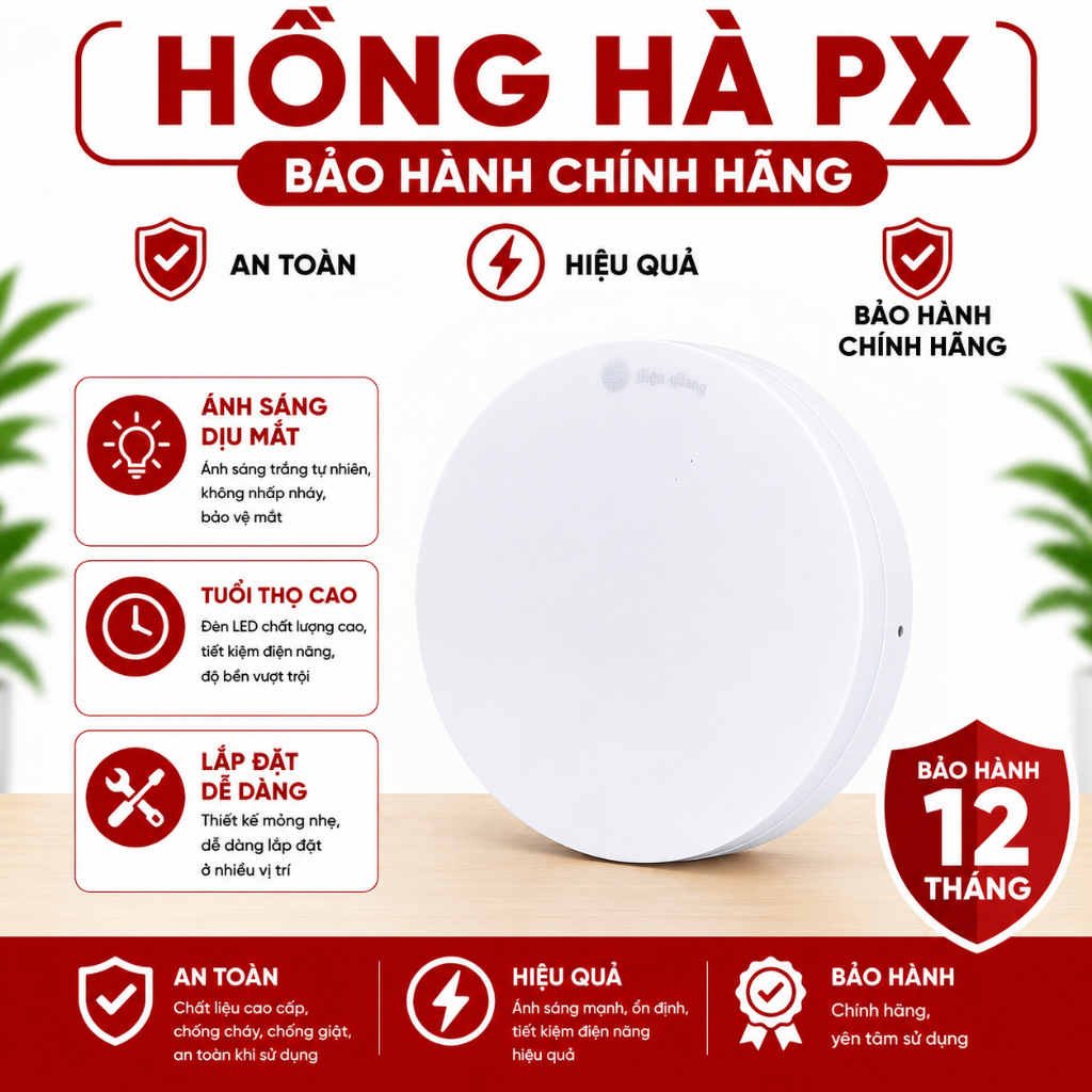 [RẠNG ĐÔNG] Đèn Led ốp trần tròn Model: LN12N 170/12W-LN12N 220/18W-LN12N 300/24W