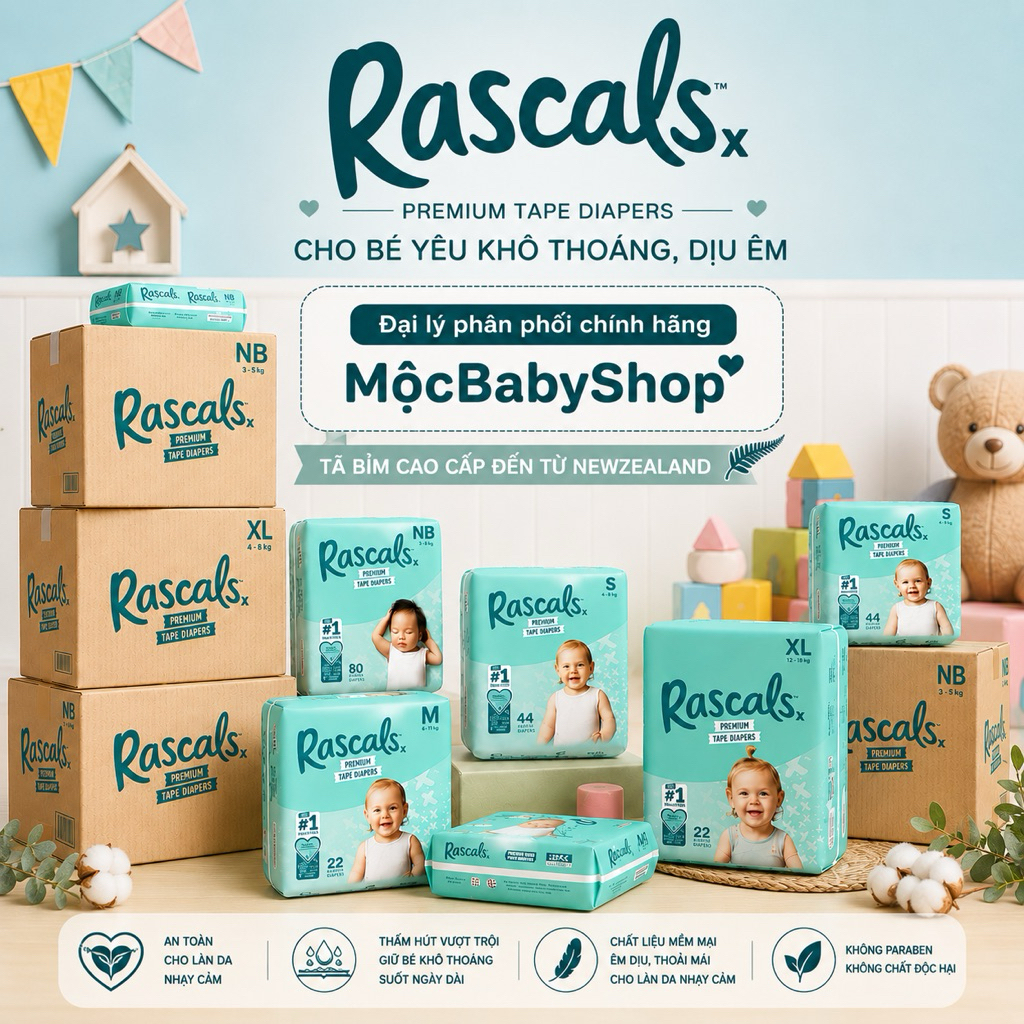 [CHÍNH HÃNG] BỈM RASCALS CAO CẤP NEW ZEALAND DÁN/QUẦN NB80/S70/M60