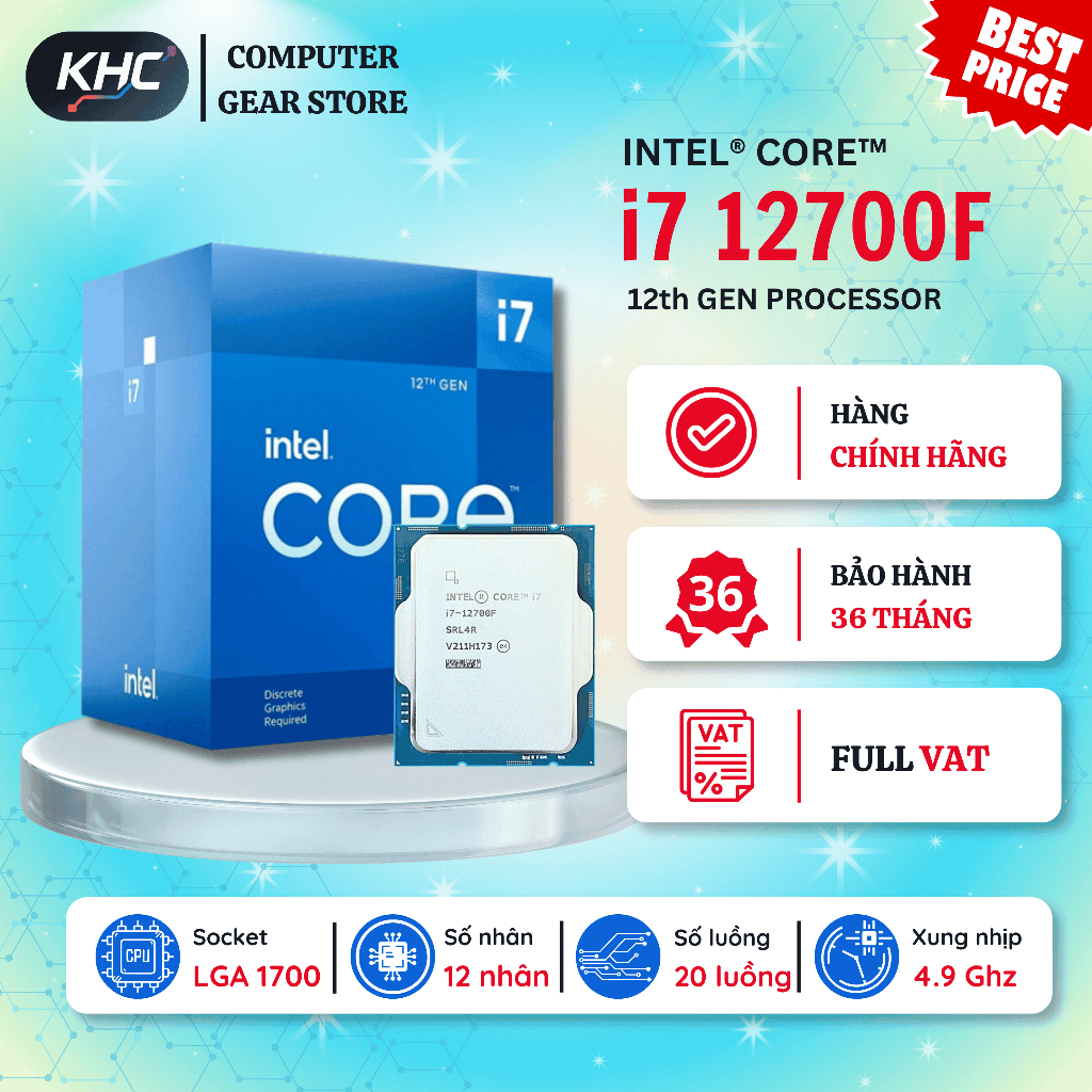CPU Intel Core i7 12700F / 13700F / 14700F Tray New Không Fan (Full VAT)