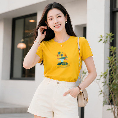 Áo phông nữ dáng vừa NA01 in Summer chất liệu thun cotton Loza VT8134