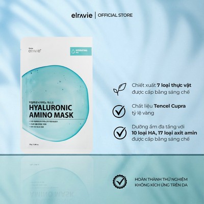 Mặt Nạ Dưỡng Ẩm, Làm Dịu Elravie Hyaluronic Amino Mask Dược Mỹ Phẩm Cao Cấp Hàn Quốc 01 Miếng 25g