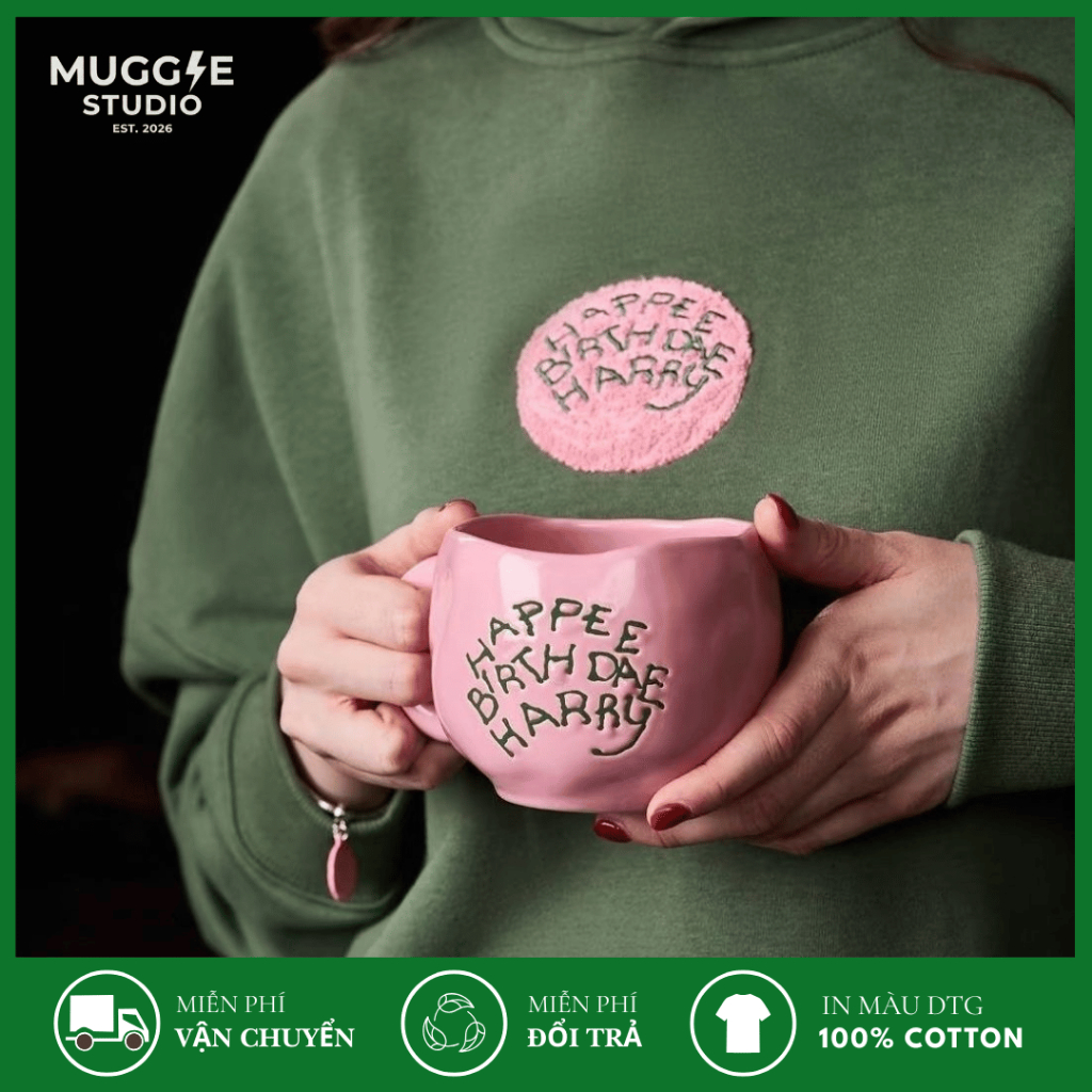 MUGGLE Ly Sứ Cốc Sứ Hình Bánh Sinh Nhật Happy Birthday Harry Tặng Quà Độc Đáo Dễ Thương